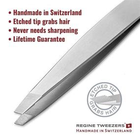 img 1 attached to Regine Switzerland Slant Tweezer - High-Quality Handmade Eyebrow, Facial, and Hair Remover from Switzerland 🔍 - Precision Etched Interior Tip for Root Hair Extraction - Perfectly Aligned Tips - Durable Stainless Steel