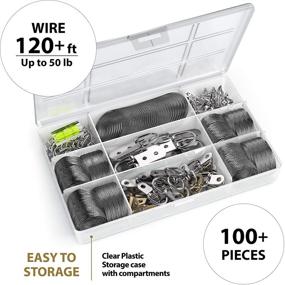 img 3 attached to 🖼️ Stainless Steel Picture Wire Hanging Kit – 100+ Pieces, D-Ring, Screws, Hooks, Level – Supports 50 lbs, 120+ Feet (38 M) – Includes Solid Box