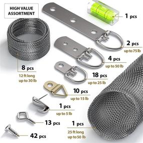 img 2 attached to 🖼️ Stainless Steel Picture Wire Hanging Kit – 100+ Pieces, D-Ring, Screws, Hooks, Level – Supports 50 lbs, 120+ Feet (38 M) – Includes Solid Box