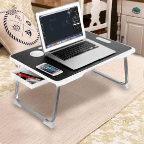 img 2 attached to CHARMDI Portable Laptop Desk: Bed Tray Table for Reading, Watching Movies on Bed/Couch with Handle