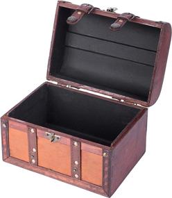 img 2 attached to 📦 Large Wood Leather Treasure Box - Vintiquewise QI003006.L TM Decorative Trunk