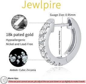 img 3 attached to 💎 Jewlpire Huggie Hoop Earrings 15mm - 18K Gold Plated CZ Diamond Cut Huggies: Hypoallergenic, Cartilage Stud Jewelry Gift for Women and Girls
