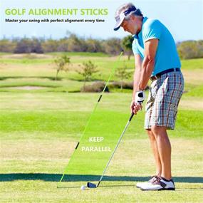 img 1 attached to 🏌️ Asyxstar Golf Alignment Sticks - Golf Alignment Aid with 48" Golf Alignment Rods 2 Pack for Aiming, Putting, Full Swing Trainer, Posture Corrector Golf Training Aid - Clear Tube Case Included