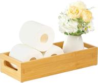 🎍 bamboo toilet paper storage tray - vitviti toilet tissue holder organizer box basket with handles, for toilet tank, bathroom, kitchen counter - natural logo