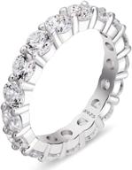 💍 elegant white gold plated eternity bands ring for women & girls, featuring all round cubic zirconia cz. logo