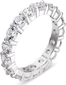 img 4 attached to 💍 Elegant White Gold Plated Eternity Bands Ring for Women & Girls, featuring All Round Cubic Zirconia CZ.