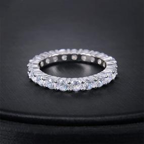 img 2 attached to 💍 Elegant White Gold Plated Eternity Bands Ring for Women & Girls, featuring All Round Cubic Zirconia CZ.