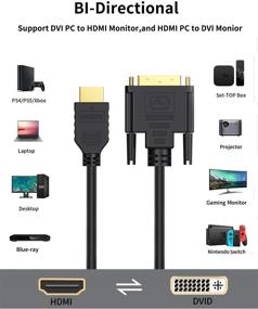 img 3 attached to Short 0.5ft HDMI to DVI Cable, CableCreation Bi-Directional DVI-I (24+5) Female to 4K HDMI Male Adapter, 1080P DVI to HDMI Converter, Compatible with PC, TV, TV Box, PS5, Blu-ray, Xbox, Switch