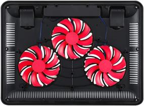img 2 attached to 🔥 Тонкая портативная подставка для охлаждения ноутбука с 3 красными светодиодными тихими вентиляторами для геймерских ноутбуков - Двойные порты USB 2.0 - Регулируемая высота стенда для ноутбуков с диагональю 11-17 дюймов (C3-K)