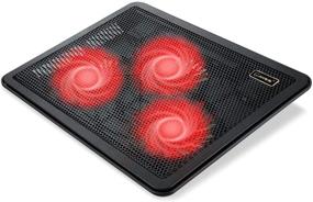 img 4 attached to 🔥 Тонкая портативная подставка для охлаждения ноутбука с 3 красными светодиодными тихими вентиляторами для геймерских ноутбуков - Двойные порты USB 2.0 - Регулируемая высота стенда для ноутбуков с диагональю 11-17 дюймов (C3-K)