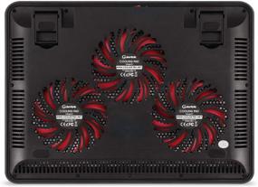 img 1 attached to 🔥 Тонкая портативная подставка для охлаждения ноутбука с 3 красными светодиодными тихими вентиляторами для геймерских ноутбуков - Двойные порты USB 2.0 - Регулируемая высота стенда для ноутбуков с диагональю 11-17 дюймов (C3-K)
