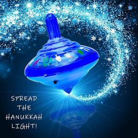 img 3 attached to Hanukkah Musical Light-Up Dreidel Spinning Tops Set, Plays 2 Traditional Hanukkah Songs, Various Colors (Pack of 2)