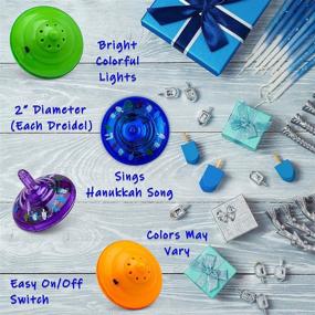 img 2 attached to Hanukkah Musical Light-Up Dreidel Spinning Tops Set, Plays 2 Traditional Hanukkah Songs, Various Colors (Pack of 2)