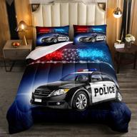 erosebridal police car comforter sets twin size for kids - red blue cop 🚔 lights down comforter geometric graphics duvet sets with pillow case - perfect bedroom decor for boys logo