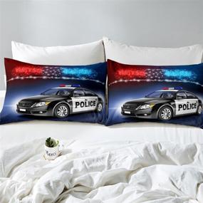 img 2 attached to Erosebridal Police Car Comforter Sets Twin Size for Kids - Red Blue Cop 🚔 Lights Down Comforter Geometric Graphics Duvet Sets with Pillow Case - Perfect Bedroom Decor for Boys