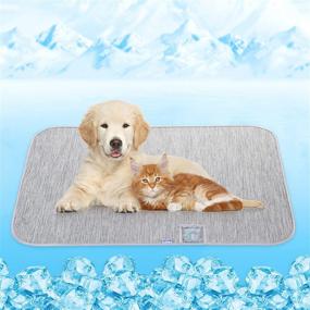 img 4 attached to Rywell Dog Cooling Mat: Self Cooling Pads for Large Dogs - Stay Cool in Summer 🐶 with Arc-Chill Q-Max&gt;0.4 Technology. Reusable, Super Absorbent, Machine Washable &amp; Portable - Perfect for Home &amp; Travel