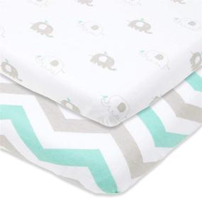 img 4 attached to 🛏️ Premium 2-Pack Bedside Sleeper Bassinet Sheets - Compatible with Milliard Side Sleeper - Snug Fit for 21x36 Mattress - Soft Jersey Cotton - Grey and Mint