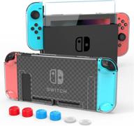 📦 enhanced protection bundle: heystop clear protective case cover for nintendo switch with screen protector, thumb grip caps, and joy-con controller compatibility logo