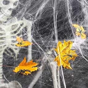 img 1 attached to 🕷️ Spook-tacular Halloween Decor: AnNido Realistic Spider & Bat Patches, Stretchable Cobwebs, Prank Props & Toys for Haunted House (1200sqft Spider Web)