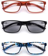 👓 trendy lightweight unisex reading glasses, stylish readers for men and women, pack of 3 logo