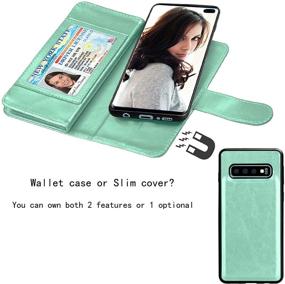 img 1 attached to Njjex Wallet Case for Galaxy S10 Plus – PU Leather [9 Card Slots] Credit Holder Folio Flip [Detachable][Kickstand] Magnetic Phone Cover & Wrist Strap – Mint