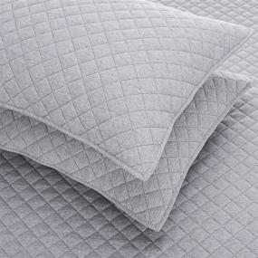 img 2 attached to Amazon Basics Cotton Jersey Quilt and Shams Bed Set - Full/Queen, Light Gray