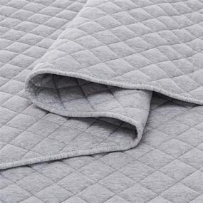 img 1 attached to Amazon Basics Cotton Jersey Quilt and Shams Bed Set - Full/Queen, Light Gray