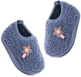 img 1 attached to 👶 BEGIMU Warm Winter Shoes for Baby Boys and Girls - Cozy Fleece Toddler House Slippers with Anti-Slip Rubber Sole Lightweight Boots