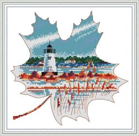 img 4 attached to 🧵 XIU TIME Cross Stitch Stamped Kit 14CT: Easy Patterns for Beginners - Embroidery Cloth Needlepoint Kits (10.29X10.29 Inches) - Set of 5