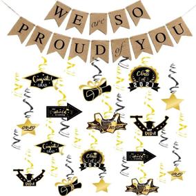 img 3 attached to 🎓 Stylish and Festive 2021 Graduation Decorations - Linen Gray Graduation Hanging Swirls and Banner for Unforgettable Graduation Party Celebration!