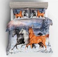 3d horse printed twin size duvet cover - soft & breathable animal pattern bedding set for adults, teens & kids - running horse cool style design logo