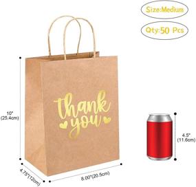 img 2 attached to 🎁 Premium Bulk Thank You Gift Bags - 50 Pcs 8"x4.75"x10" | Elegant Gold Foil on Brown Kraft Paper | Perfect for Retail Shopping, Weddings, Baby Showers, and More