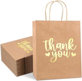 img 4 attached to 🎁 Premium Bulk Thank You Gift Bags - 50 Pcs 8"x4.75"x10" | Elegant Gold Foil on Brown Kraft Paper | Perfect for Retail Shopping, Weddings, Baby Showers, and More
