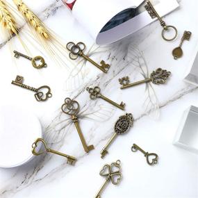 img 1 attached to 🐉 48 Pcs Vintage Skeleton Keys Charms with 50 Pairs Dragonfly Wings and 30 Yards Elastic Crystal String - Ideal for Stylish Room Decorations