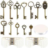 🐉 48 pcs vintage skeleton keys charms with 50 pairs dragonfly wings and 30 yards elastic crystal string - ideal for stylish room decorations logo