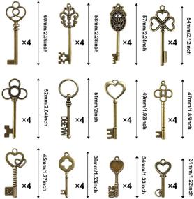 img 3 attached to 🐉 48 Pcs Vintage Skeleton Keys Charms with 50 Pairs Dragonfly Wings and 30 Yards Elastic Crystal String - Ideal for Stylish Room Decorations