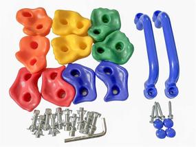 img 2 attached to 🐷 KINSPORY 10Pc Colourful Pig Nose Shape Children Rock Climbing Holds: Enhance Indoor and Outdoor Kids Playground Fun with Two Blue Handles - Includes Mounting Hardware Kit