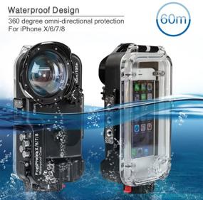 img 3 attached to 💦 MEIKON iPhone X/6/7/8 Waterproof Case Black Bluetooth Control: 195FT/60M IPX8 Certified for Underwater Activities - Snorkeling, Diving, and Surfing with Wide Angle Dome Port Lens (NO Battery)