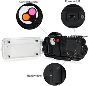 img 1 attached to 💦 MEIKON iPhone X/6/7/8 Waterproof Case Black Bluetooth Control: 195FT/60M IPX8 Certified for Underwater Activities - Snorkeling, Diving, and Surfing with Wide Angle Dome Port Lens (NO Battery)
