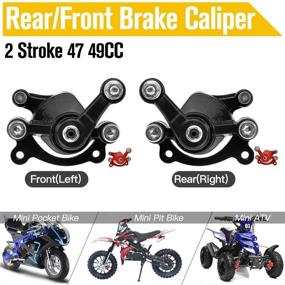 img 2 attached to 🔧 HIAORS Front Rear Brake Caliper with Two Pairs Spare Brake Pads for 47cc 49cc Pocket Bike MAT1 MAT2 Cat Eye FS509 X1 X2 X8 Mini Pit Dirt Quad Moto Scooter Parts - Upgrade Your Brake System Now!