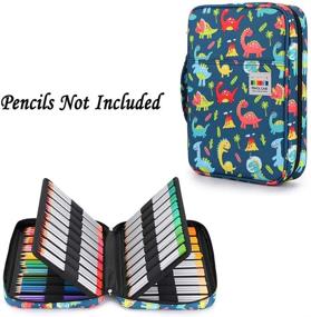 img 3 attached to 🦕 BTSKY Portable Colored Pencil Case - Large Capacity Zippered Pencil Holder for 166 Pencils or 112 Gel Pens - Colored Pencil Organizer with Dinosaur Design