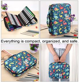 img 1 attached to 🦕 BTSKY Portable Colored Pencil Case - Large Capacity Zippered Pencil Holder for 166 Pencils or 112 Gel Pens - Colored Pencil Organizer with Dinosaur Design