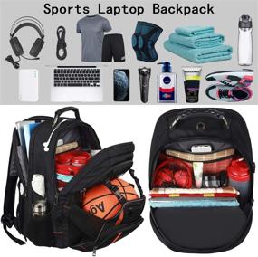 img 3 attached to 🎒 Large Laptop Backpack with RFID Anti-Theft, USB Charging Port, Water Resistant, TSA Friendly, for Men and Women, College School Bookbag with Rugby Design
