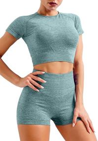 img 4 attached to 👗 HYZ Outfits Seamless DarkGreen Women's Jumpsuits, Rompers & Overalls for Workout Clothing