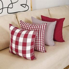 img 2 attached to 🔴 CARRIE HOME Buffalo Check Pillow Covers - Red and White Buffalo Plaid Throw Pillow Cover 18x18 - Set of 4 for Decorations