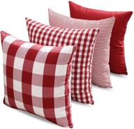 🔴 carrie home buffalo check pillow covers - red and white buffalo plaid throw pillow cover 18x18 - set of 4 for decorations логотип