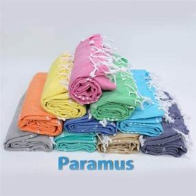 img 2 attached to 🛀 Paramus XL Turkish Cotton Peshtemal Towels Set of 6 - Hamam Towel Wrap Pareo Fouta Throw Pestemal Sheet Blanket in Black, Grey, Navy, Blue, Turquoise, Red, Yellow, Purple, and Pink
