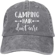 🧢 vintage baseball cap: hhnlb unisex camping hair don't care design; classic cotton dad hat, adjustable plain cap logo