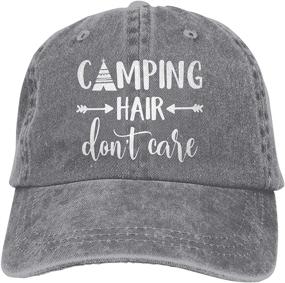 img 4 attached to 🧢 Vintage Baseball Cap: HHNLB Unisex Camping Hair Don't Care design; Classic Cotton Dad Hat, Adjustable Plain Cap