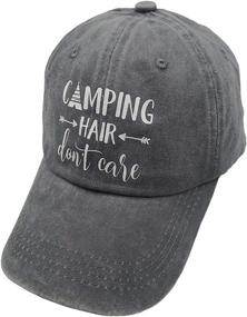 img 2 attached to 🧢 Vintage Baseball Cap: HHNLB Unisex Camping Hair Don't Care design; Classic Cotton Dad Hat, Adjustable Plain Cap